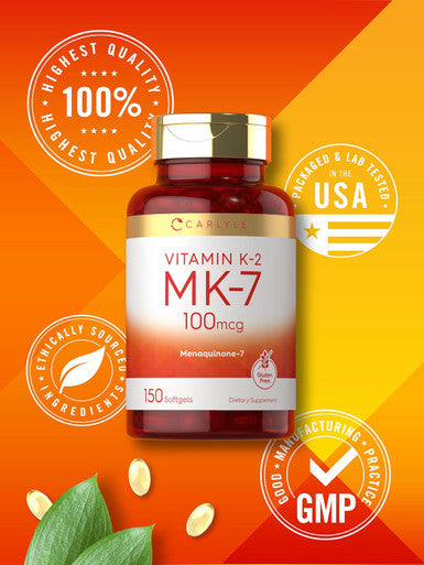 Carlyle Vitamin K2 Mk7 100 Mcg 150 Softgels Non-Gmo, Gluten Supplement