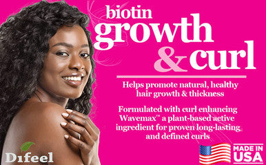 Difeel Growth and Curl Biotin Shampoo 12 oz. - Curly Hair Shampoo for Hair Growth, Natural Curl Shampoo
