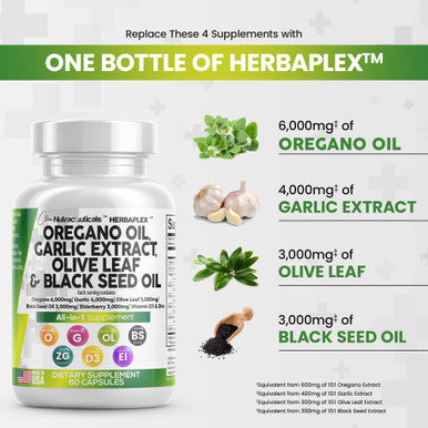 Oregano Oil Garlic Extract Olive Leaf Black Seed Oil Supplement
