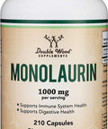 Monolaurin 1000mg per Serving 210 Capsules Vegan Safe NonGMO Gluten Manufactured in The USA Immune Health Support by Double Wood Supplements