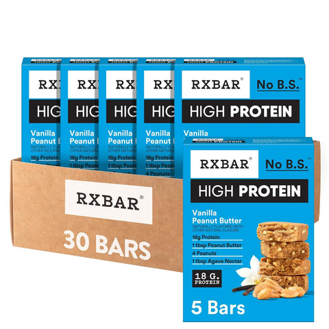 RXBAR High Protein Bars, Gluten Free, Protein Snacks, Vanilla Peanut Butter, 25.3oz Box (12 Bars)