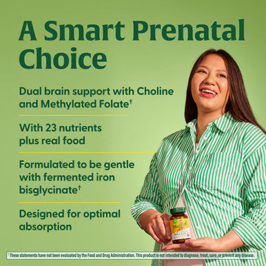 MegaFood Baby & Me 2 Prenatal Vitamin And Minerals - Vitamins For Women - With Folate (Folic Acid Natural Form) Choline Iron Iodine And Vitamin C Vitamin D And More - 60 Tabs (30 Servings)