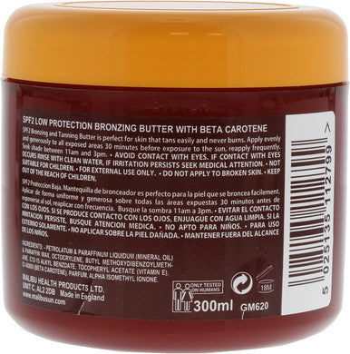 Malibu Spf2 Bronzing Butter With Beta Carotene | Fast Tanning Bronzing Butter That Hydrates & Nourishes Skin As It Tans | Water-Resistant | With Tropical Coconut Fragrance | 300Ml