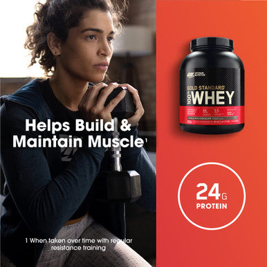 Optimum Nutrition (On) Gold Standard 100% Whey Protein Powder Primary Source Isolate 24 Grams Of Protein For Muscle Support And Recovery - Double Rich Chocolate 5 Lbs 74 Servings (2.27 Kg)
