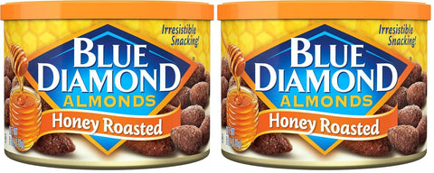 Blue Diamond Almonds, Sweet Honey Roasted Classic Flavor, GMO Free, Kosher, No Gluten Ingredients or Artificial Flavors, Great for On-The-Go, Pantry Staple, Dessert, Holidays, Lunch, Charcuterie, 6 oz. Can