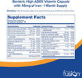 Bariatric Fusion High ADEK Multivitamin with Iron Bariatric Multivitamin for Duodenal Switch Easy to Swallow ADEK Vitamins Bariatric 90 Capsules One Month Supply