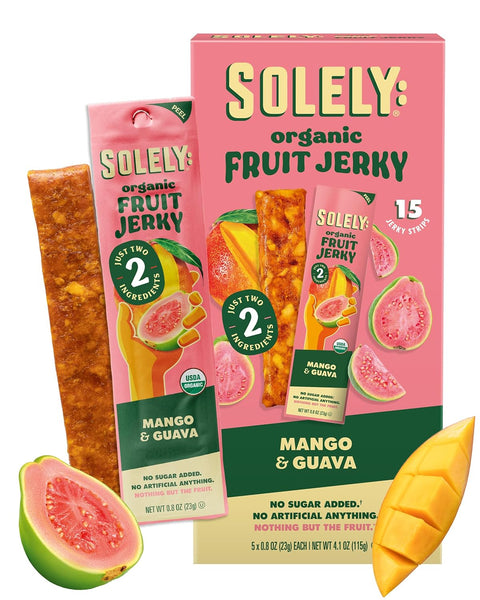 SOLELY - Organic Pineapple Fruit Jerky - 15 Individually Wrapped Strips - Fruit Leather Made from Dried Fruit - Healthy Snacks for Adults & Kids - Non GMO, Vegan Snacks - 0.8oz (23g)