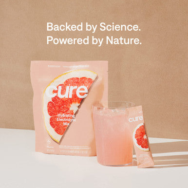 Cure Hydrating Electrolyte Mix | Electrolyte Powder for Dehydration Relief | Made with Coconut Water | No Added Sugar | Vegan | Paleo Friendly | Grapefruit + Berry Pomegranate Bundle | 28 Packets