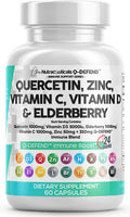 Quercetin 1000mg Zinc 50mg Vitamin C 1000mg Vitamin D 5000 IU Bromelain Elderberry - Lung Immune Defense Support Supplement with Artemisinin, Sea Moss, Echinacea, Garlic Immunity Allergy Relief
