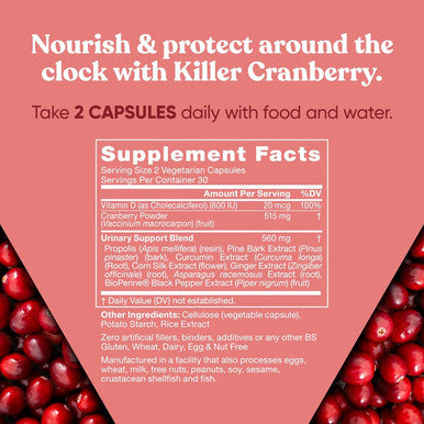 Eu Natural Urinary Tract Supplement Duo Killer Cranberry Capsules & Urinary Harmony Gummies - UT Defense blends D-mannose & Hibiscus + Cranberry Pine Bark Propolis & Vitamin D Clinical Strength Ingredients