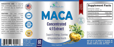 YUMMYVITE Maca Root Capsules - Concentrated 4:1 Extract (Equivalent To 1,600Mg Per Capsule) Lepidium Meyenii - 60 Capsules