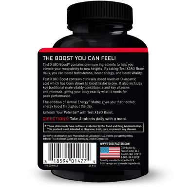 Test X180 Boost, 2-Pack, Testosterone Booster and Energy Supplement for Men, Boost Energy, Increase Stamina, and Enhance Vitality, with D-Aspartic and Fenugreek, Force Factor, 240 Tablets
