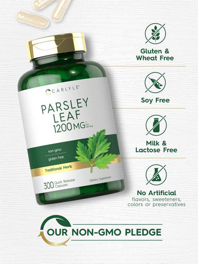 Carlyle Parsley Leaf Capsules 1200mg | 300 Count | Non-GMO Gluten Supplement