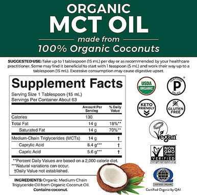 Viva Naturals Organic Mct Oil For Keto Coffee (32 Fl Oz) - Best Mct Oil Supplement To Support Energy And Mental Clarity, Usda Organic, Non-Gmo And Paleo Certified & Keto Friendly