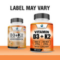 American Standard Supplements Vitamin D3 K2 (MK-7), Vitamin D3 (5000IU) + K2 (MK-7) 200mcg w/ Organic Coconut Oil 120 Veggie Capsules