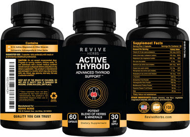 Thyroid Support: Powerful Blend Of Ashwagandha, Iodine, Selenium, Magnesium, Zinc, Vitamin B12 & More For Optimal Health - 60 Capsules
