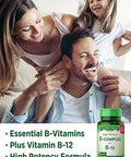 Vitamin B Complex | Plus B12 | 165 Tablets | Vegetarian, Non-GMO & Gluten | by Nature's Truth