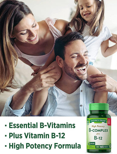 Vitamin B Complex | Plus B12 | 165 Tablets | Vegetarian, Non-GMO & Gluten | by Nature's Truth