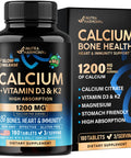 Nutraharmony Calcium 1200 Mg With Vitamin D3 - Calcium Citrate Supplements For Women & Men - Bone Health Strength & Density - High Absorption & Slow Release - Lab Tested Made In Usa - 180 Tablets 60 Days Supply