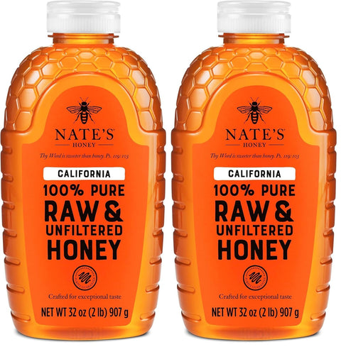 Nate's California Honey - 32 oz. Squeeze Bottle | 100% Pure, Raw & Unfiltered - All-Natural Sweetener