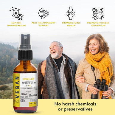 Organic Raw Bromelain Mist-Liquid Pineapple Extract - Enhanced Potency 500Mg, For Kids & Adults - For Digestive Health, Inflammatory Response, And Healing - Non-Gmo - 60Ml 120 Day Supply