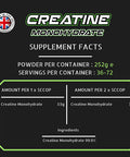 Creatine Monohydrate Powder 252g - Premium Grade Creatine Monohydrate - UK Made - Unflavoured Creatine Powder Scoop Included