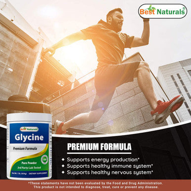 Best Naturals Glycine Powder 1 LB - Neurotransmitter & Relaxation Support