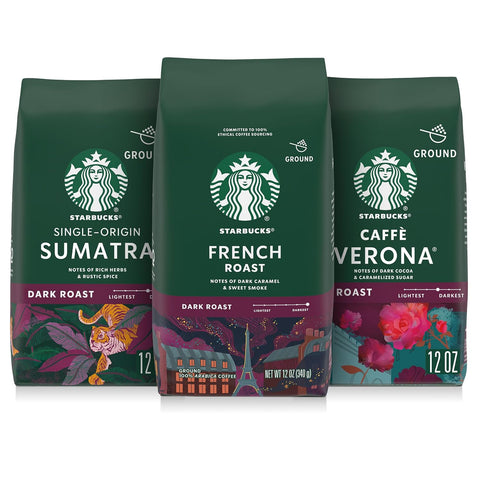 Starbucks Ground Coffee, Dark Roast Hot or Iced Coffee, Variety Pack, Three 12 oz BagsÃƒÂ¢Ã¢â€šÂ¬Ã¢â‚¬Â¹
