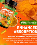 Built Nature Turmeric Curcumin 1965Mg With Ginger & Bioperine Black Pepper Extract - High Absorption 95% Curcuminoids For Joint & Antioxidant Support - Non-Gmo, Gluten-Free, Vegan - 120 Herbal Supplement Capsules