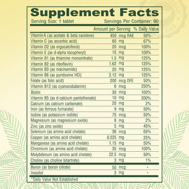 Deva Tiny Tablets Vegan Multivitamins For Women & Men, Multivitamin With Iron, Mineral Supplement, Vitamin C, Vitamin B Complex, Vitamin B12, Vitamin E, Zinc, Gluten Free, 90 Tablets (Pack Of 2)