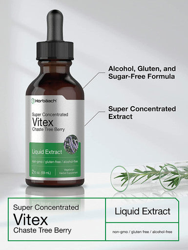 HorbaachVitex Berry Chasteberry Extract | 2 fl oz | Super Concentrated | Alcohol Free Chaste Tree Berry Supplement | Vegetarian, Non-GMO, Gluten Free | by Horbaach