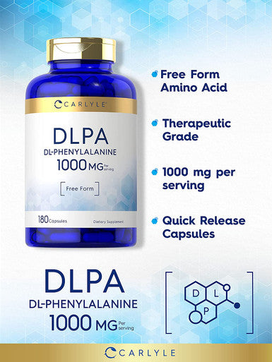 Carlyle Dl-Phenylalanine | 1000Mg | 180 Capsules | Non-Gmo And Gluten Free Formula | Dlpa Free Form Supplement