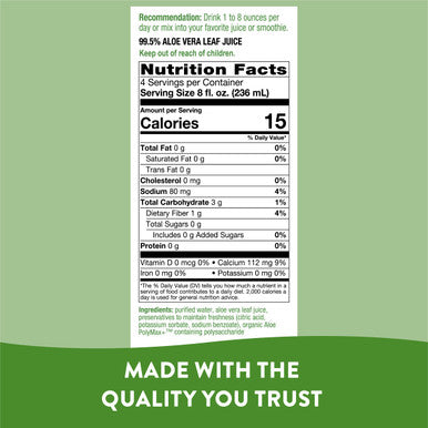 Nature'S Way Premium Quality Aloe Vera Leaf Juice, 99.5% Purified, 33.8 Fl. Oz.