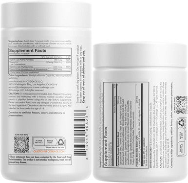 Codeage Daily ADK Vitamin & Probiotic Bundle Vitamin A Retinyl Palmitate Vitamin D3 Cholecalciferol Vitamin K 50 Billion CFU SBO Probiotic Blend Non-GMO