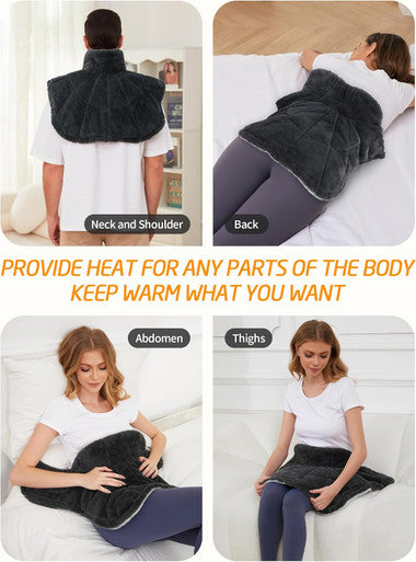 Heating Pad For Neck And Shoulders, Cordless Weighted Heated Neck Shoulder Wrap With Battery, Portable Electric Neck And Shoulder Heat Pad With 3 Heat Settings, 16'' X 20'', 2.6Lbs