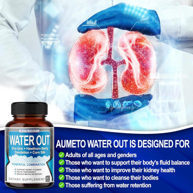 Aumeto Ultra Natural Water Out Pills with Uva Ursi Hawthorn Berry Dandelion Corn Silk - Full Body Cleanse and Kidney & Stomach Support (90 Count (Pack of 1))