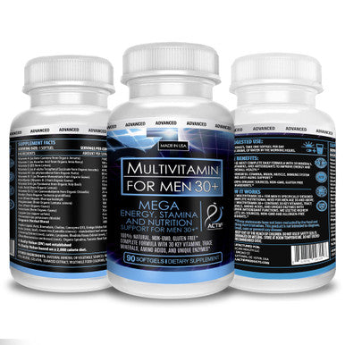 ACTIF Organic Multivitamin for Men Age 30 with 30 Organic Vitamins and Organic Herbs Non GMO Made in USA 90 Count