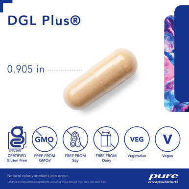 Pure Encapsulations Dgl Plus - Gut Health Supplements For Men & Women - With Marshmallow Root, Aloe Vera Extract & Slippery Elm Bark - Non-Gmo & Vegan - 60 Capsules