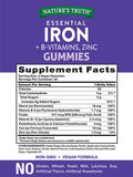 Iron Gummies | 60 Count | Vegan, Non-GMO & Gluten Supplement | with B Vitamins & Zinc | Grape Flavor | by Natures Truth