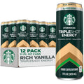Starbucks Tripleshot Coffee Energy Drink, Mocha, Triple Blend, 165mg Caffeine, B Vitamins, Protein, Iced Coffee, 11 fl oz Cans (12 Pack)
