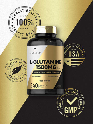 Carlyle L Glutamine Capsules | 1500mg | 240 Count | Non-GMO, Gluten Free Supplement