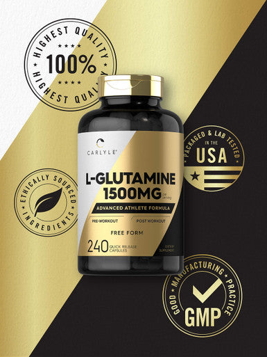 Carlyle L Glutamine Capsules | 1500Mg | 240 Count | Advanced Athlete Formula | Pre And Post Workout | Non-Gmo, Gluten Free Supple