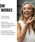 Force Factor Acetyl L-Carnitine Brain Supplement Nerve Support Supplement and Cellular Energy Booster Acetyl L-Carnitine 500mg Premium Quality Vegan Non-GMO 100 Vegetable Capsules
