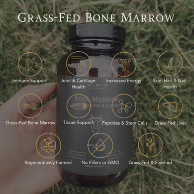 APE Nutrition Grass-Fed Bone Marrow Capsules - Health Supplements Rich in Collagen for Joint Bone & Skin Support - 180 Freeze-Dried Capsules from Grass-Fed Free-Range Cattle - 30-Day Supply