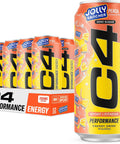 Cellucor C4 Performance Energy Drink | Strawberry Blast | Zero Sugar Carbonated Preworkout Energy | 200mg Caffeine with Beta Alanine | 16 Fl Oz (12 Pack)