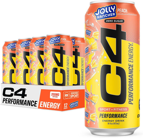 Cellucor C4 Performance Energy Drink | Strawberry Blast | Zero Sugar Carbonated Preworkout Energy | 200mg Caffeine with Beta Alanine | 16 Fl Oz (12 Pack)