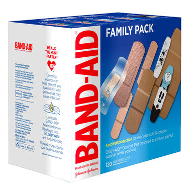 Band-Aid Brand Adhesive Bandage Family Variety Pack In Assorted Sizes Including Water Block, Sport Strip, Tough Strips, Flexible Fabric And Disney Bandages For First Aid And Wound Care, 120 Ct