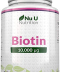 Biotin Hair Growth Supplement - 365 Vegan Tablets (Full Year Supply) - Biotin 10,000mcg by Nu U Nutrition