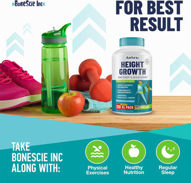 BONESCIE INC Height Growth Maximizer - Reach Natural Height - Made In Usa - Height Pills Bone Growth - Grow Taller Supplement For Adults & Kids - Height Increase Pills - Maximum Height Growth Formula - 120 Caps
