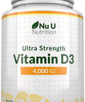 Vitamin D3 4000 IU 365 Softgel Capsules NOT Tablets Full Year Supply Easy to Swallow Quadruple Strength Vitamin D3 Supplement